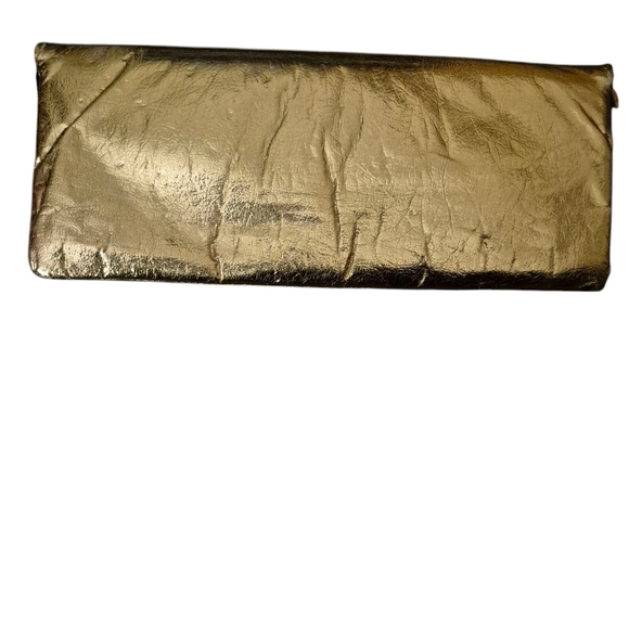 Vintage Luxurious Gold Metallic Clutch with Textured Finish Black Lining 10x4.5 - Picture 3 of 3